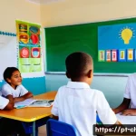 Home 19 아동상담사 근무지 선택 - A vibrant public school classroom scene in Brazil, showing a diverse group of children aged 6-10 eng...